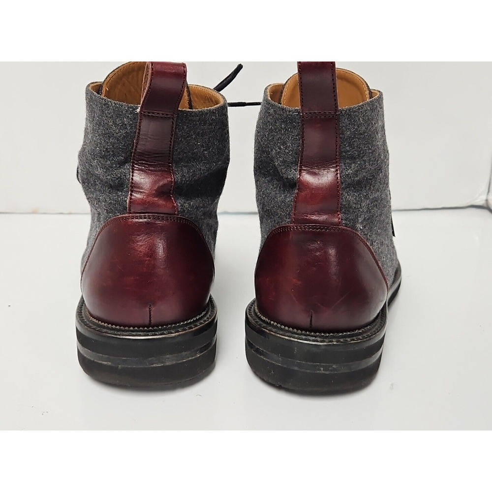 TAFT The Jack Cap Toe Boot In Grey/Oxblood Wool/Leather Men's Size 9 - Picture 6 of 14